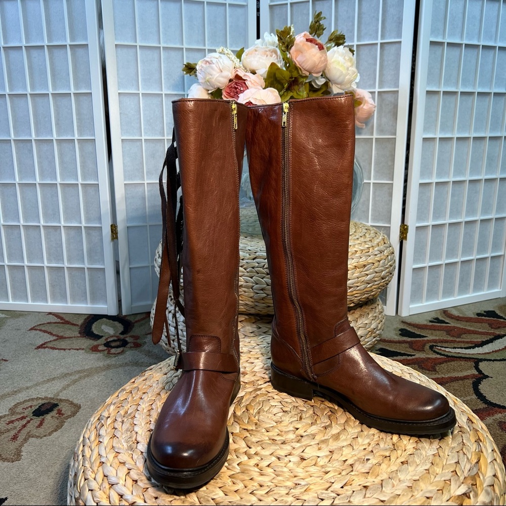 FRYE Veronica Brown Leather Knee-High Boots